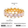 Golden stainless steel band ring featuring a full circle of round clear cubic zirconia - White Zirconia Style (JDR0309002-WT-9) / US 9