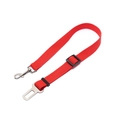 Adjustable red nylon pet car seat belt with durable metal swivel hook and buckle - Red