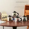 Ceramic cat mug gift set with 3D cat lids and beige gift box packaging - Gift Box - 4 Colors Mixed