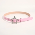 Cintura Y2K in pelle PU rosa con fibbia metallica a forma di stella e strass lucidi - Rosa