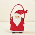 Felt Santa Claus gift bag with plush beard and pom-pom hat for Christmas treats - Full Body Santa Claus Style