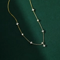 Elegant gold S925 sterling silver four-leaf clover necklace with sparkling zircon stones - 925 Silver / Gold