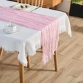 Elegant pink wrinkled voile table runner on a dining setup for wedding party decor - Hot Pink
