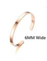 6mm wide C-shaped open bangle bracelet in elegant rose gold plated stainless steel finish - 6mm Width / Rose Gold