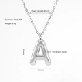 Chubby silver letter A bubble pendant necklace in 304 stainless steel with 45cm chain - Letter A