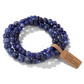 Blue multi-wrap natural gemstone bead bracelet with vintage paper label on white background - 19cm 3-Piece Set - Blue Natural Stone