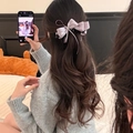 Elegant lavender chiffon bow hair clip with zircon star detail on a half-up hairstyle - Banana Clip / Purple