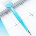 Sky blue heart-shaped ballpoint pen with sleek barrel and silver metallic tip - Light Blue
