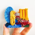 3D resin Singapore fridge magnet featuring Merlion and Marina Bay Sands landmarks - (99) Singapore Merlion