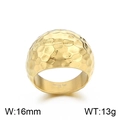 Polished golden hammer-textured wide band ring in 316L stainless steel for men - US 7 / Hammered Curved Gold (KR107878-KJX)