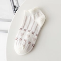 White low-cut socks for women with cute pink brown stripes and bowknot pattern - One Size / Pure Cotton Polka Dot