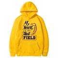 Bright yellow fleece hoodie with heart is on that field football graphic print - Yellow (35)