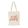 Cream canvas tote bag featuring a watercolor pink rose floral print design - Single Watercolor Rose
