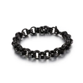 Pulsera punk para hombre en acero inoxidable negro mate con cadena en O y cierre - Negro