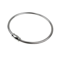 Detailed view of silver stainless steel snake chain bracelet with barrel magnetic clasp - YB-204 Barrel Clasp