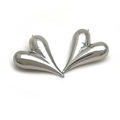 Polished silver stainless steel heart stud earrings in a sleek elongated water-drop design - Silver