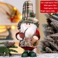 Standing Christmas gnome doll in green plaid hat holding pipe, size 40cm tall - Elk
