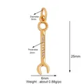 Gold-plated wrench charm pendant with sparkling rhinestones for DIY jewelry making - Gold Zirconia Open-End Wrench
