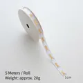 White 1cm Christmas ribbon with gold reindeer pattern for festive gift wrapping - White Reindeer / 1cm Wide-5m/Roll