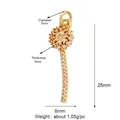 Golden flower cluster pendant micro-paved with white cubic zirconia, 25x8mm size details - Slender Bar / Gold