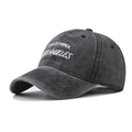 Classic washed cotton baseball cap with Los Angeles embroidery shown at a 45-degree angle - Adjustable / Black