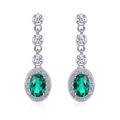 Orecchini pendenti in argento S925 con smeraldo e brillanti accenti in zircone - Ovale 4*6MM