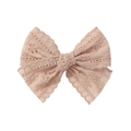 Delicate peach lace bow hair clip for babies with intricate hollow embroidery floral pattern - Peach (8)