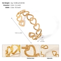 Adjustable golden stainless steel open bangle with hollow heart pattern designs - Repeating Heart Style (BS-J5563G)