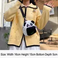Cute panda plush crossbody bag with green bamboo embroidery and adjustable strap - Style 12 Bamboo Panda Bag