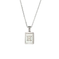 Silver chain necklace with a white rectangular pendant featuring a golden letter H inlay - Letter H