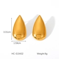 Detailed view of polished gold water drop earrings with dimensions 3.31cm height - Fashion Teardrop Studs (HC-E10432)
