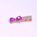Barrette nœud en or rose avec cristaux roses et strass brillants pour femmes - Rose