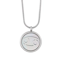 Silver snake chain necklace with Cancer zodiac round shell pendant for women - Cancer