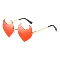 Occhiali da sole a cuore senza montatura con lenti rosse e corna da diavolo oro - Oro Rosso