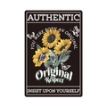 Vintage metal garden sign featuring yellow sunflowers and white butterflies on dark backdrop - 11740(2)