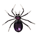 Vintage silver spider brooch with purple crystals and black stones for halloween - Purple Large Spider (XZ25038)