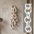 Minimalist white ceramic chain ornament with 12 interlocking rings in wabi-sabi style - 12-Link Large