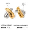 Dettaglio di orecchini bicolore a forma di X in acciaio inox con dimensioni - Stile a Forma di X Incrociata Bicolore Oro Argento (JDE2405033-PS)