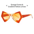 Butterfly geometric sunglasses with orange frame and yellow gradient lenses for fashion - C8 Gradient Orange Frame Gradient Yellow Lenses