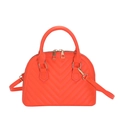 Quilted neon orange shell handbag with gold hardware and V-shaped stitching detail - Orange