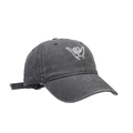 Distressed dark grey baseball cap with white finger embroidery and curved brim - Adjustable / Gray