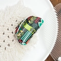 Bohemian acrylic hair claw clip with colorful geometric polka dot patterns - Small Sun Cyan