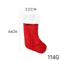 Red knit Christmas stocking with white plush cuff measuring 44cm high and 22cm wide - Red Knitted Christmas Stocking