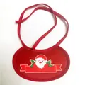 Christmas pet bib in red satin with Santa Claus print and adjustable tie straps - Small / Red Bib