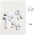 3D-Nagelkunst-Schleife in Weiß mit feiner Textur, Größe 17,1 mm x 11 mm - Weiß (Modell 1798)