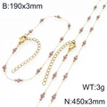 Gold-plated clover jewelry set with purple beads, including necklace and bracelet - Purple Style (Style 6)