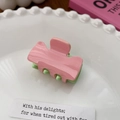 Pinza per capelli bicolore rosa e verde chiaro in un piatto decorativo bianco - 4cm / Rosa e Verde