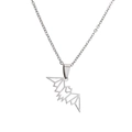 Minimalist silver stainless steel necklace with geometric hollow bat pendant design - Bat Charm / Silver