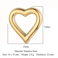 Gouden roestvrijstalen hartvormige hanger met afmetingen 16x15mm en specificaties - Open Hart Stijl (VC734) / Goud