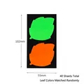 Leaf-shaped PET transparent index tabs in neon green and orange with size marking - 2 Leaves Shape